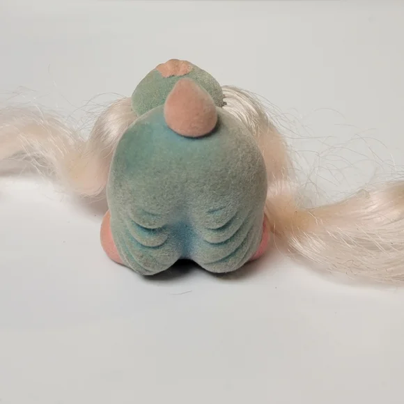 G1Funtime Spaniel mommy dog my little pony Lil Litters fuzzy aqua & pink 90s